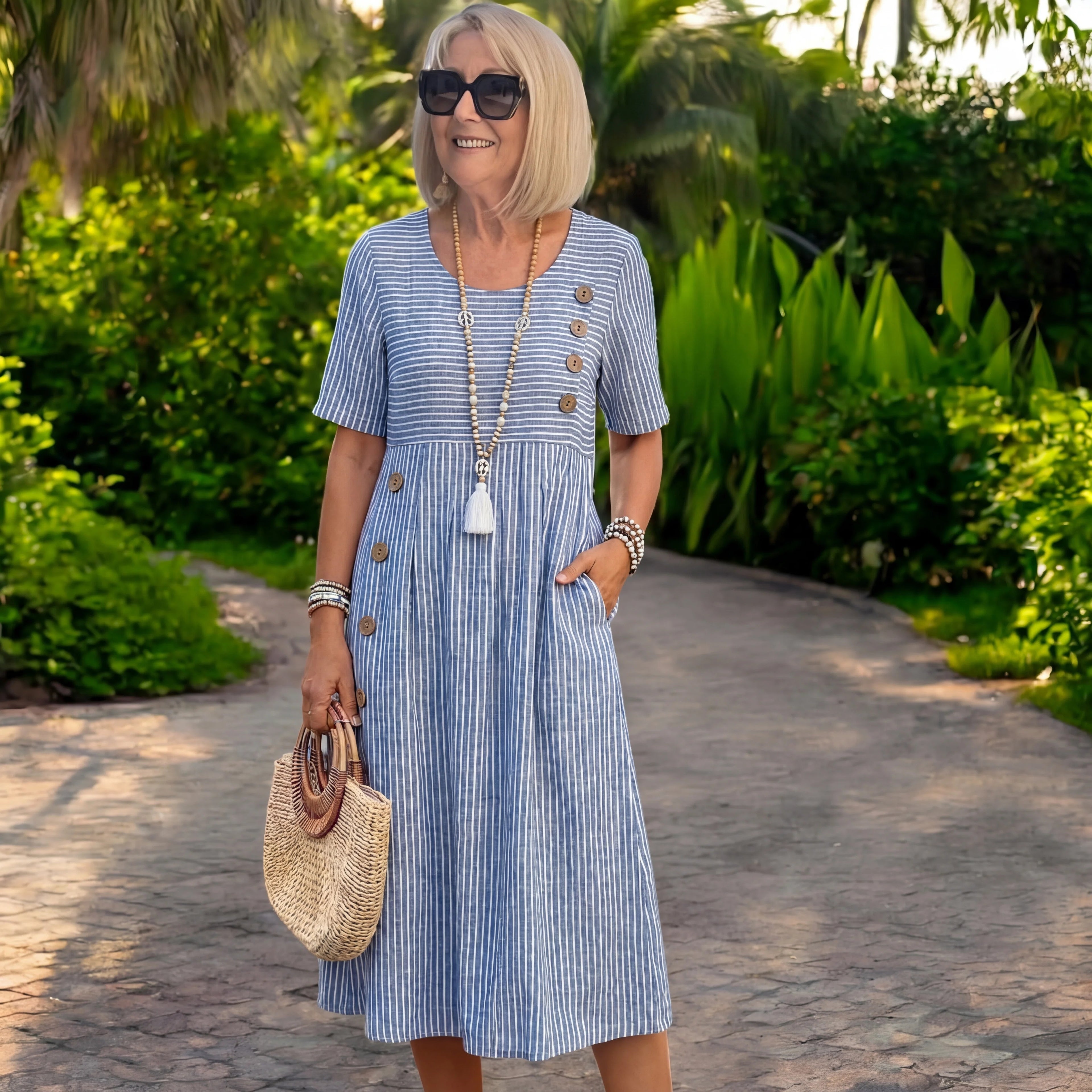 LAURA | VESTIDO MIDI DE RAYAS